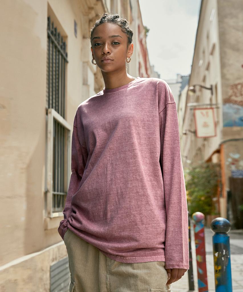 Peullukeu Pigment Long Sleeve T-Shirt Indie Pink Flt701