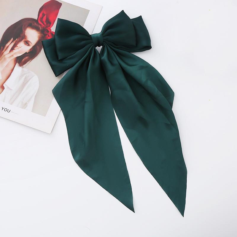 

Элегантная заколка для волос с бантом и лентой для женщин, модная однотонная атласная пружинная заколка, простая заколка для волос с зажимами, аксессуары для волос для девочек