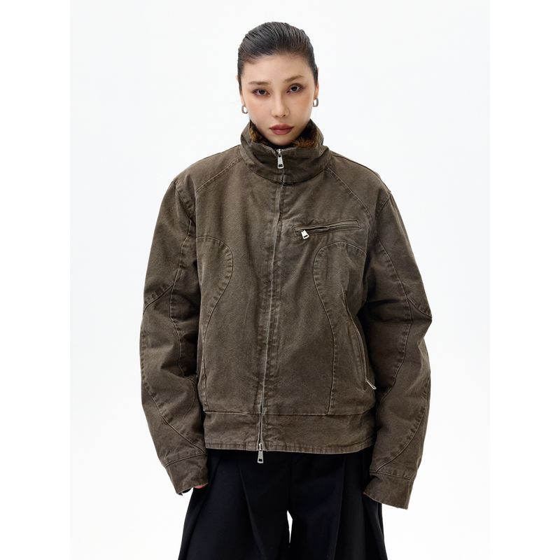 Kisko Winter American-Style Mountain Carving Washed Vintage Thickened Jacket for Men and Women, Cool and Deconstructed Warm Cotton Coat