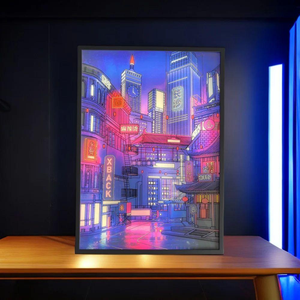 Beautiful City Night Lamp Narrow Bezel Atmosphere Lamp LED Night View Light Painting  Room