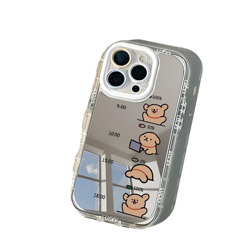 

Зеркало Ins Creative Simple Puppy, подходит для кремового чехла Apple 15 IPhone 14/16promax Мультяшное Apple 16PROMAX