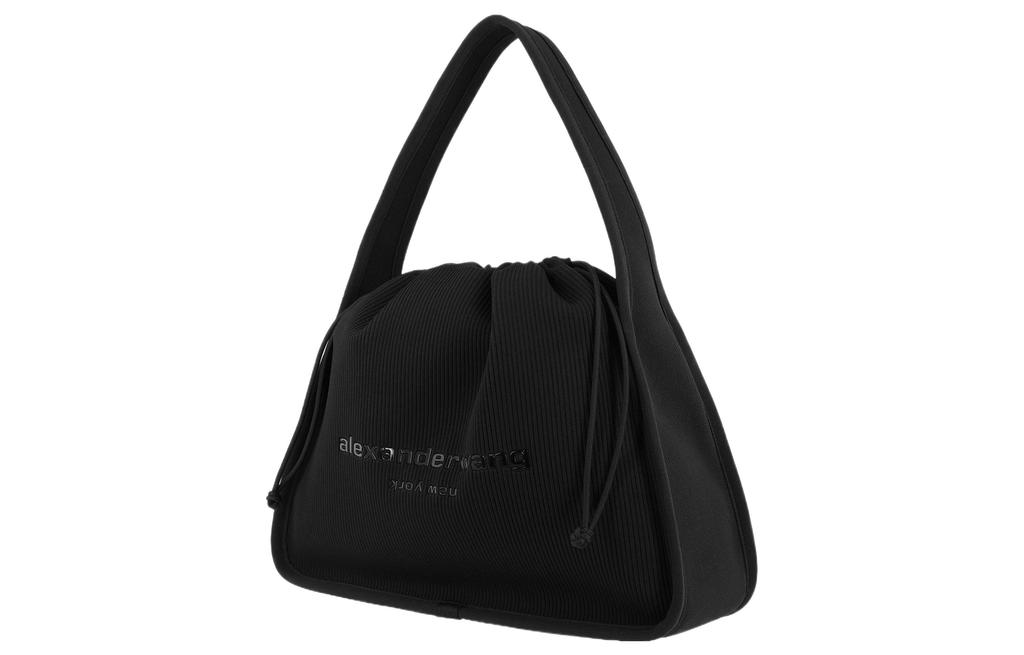 Alexander Wang Ryan brand logo printed drawstring closure knitted polyester handbag large female black