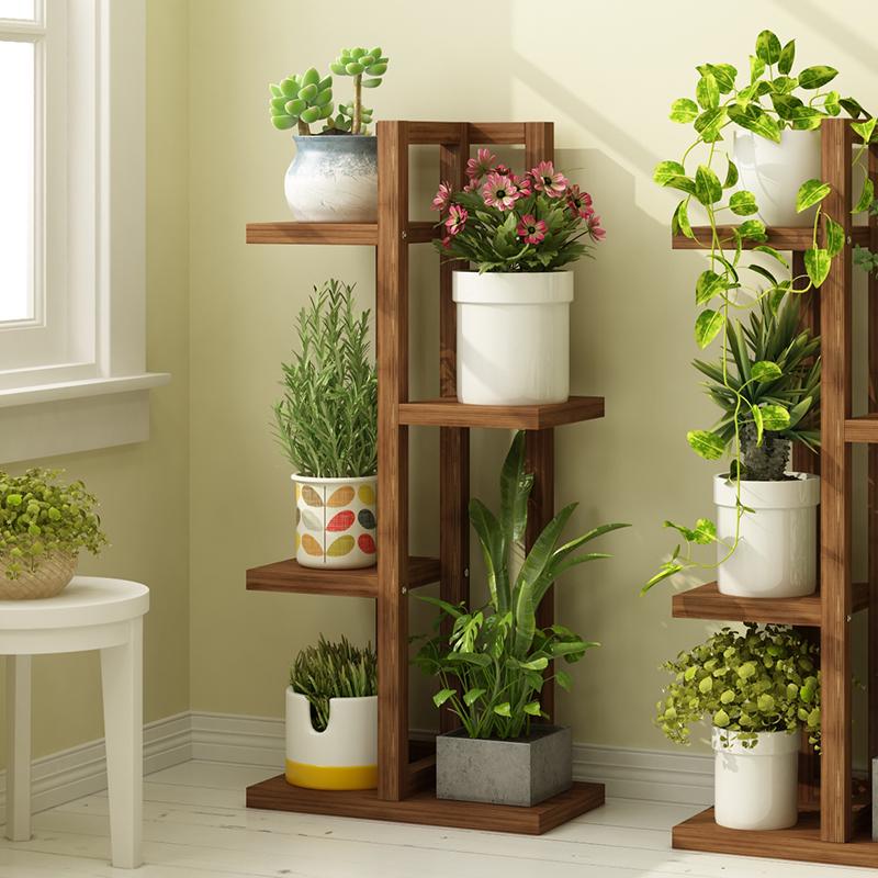 Solid Wood Plant Stand: Floor-Standing Flower Pot Holder for Balcony, Living Room, or Outdoor Space