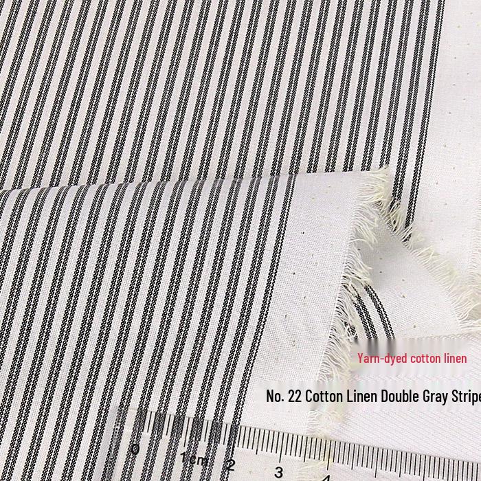 Blue, White, Gray Striped Cotton Fabric for Summer Shirts and Work Dresses