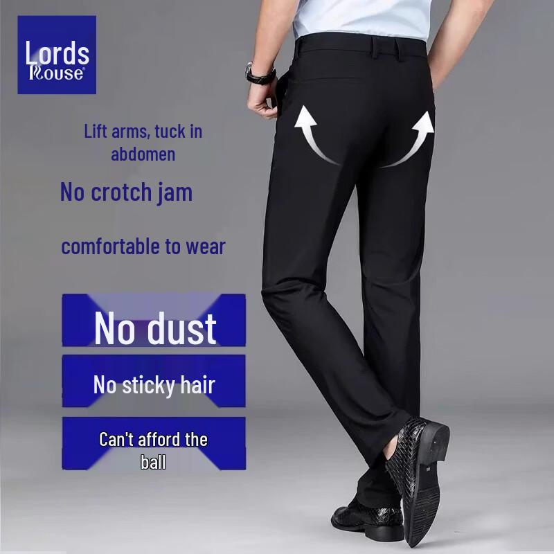 Luozi Men's Summer Business Casual Straight-Leg Elastic Pants