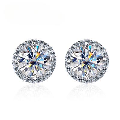 Kolczyki D Color 1ct Moissanite dla kobiet, biżuteria ślubna z GRA 925 Sterling Sliver Plated 18k White Gold