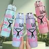 1PC Why Walk Cartwheel Quote 750ml Color Plastic Sports Water Bottle Leakproof Flip Straw Lid Suitable for Sports Office Home Use