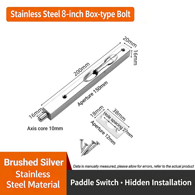 Thickened 304 Stainless Steel Hidden Vertical Flush Bolt Lock Anti-pry for Home Double Front Door Security