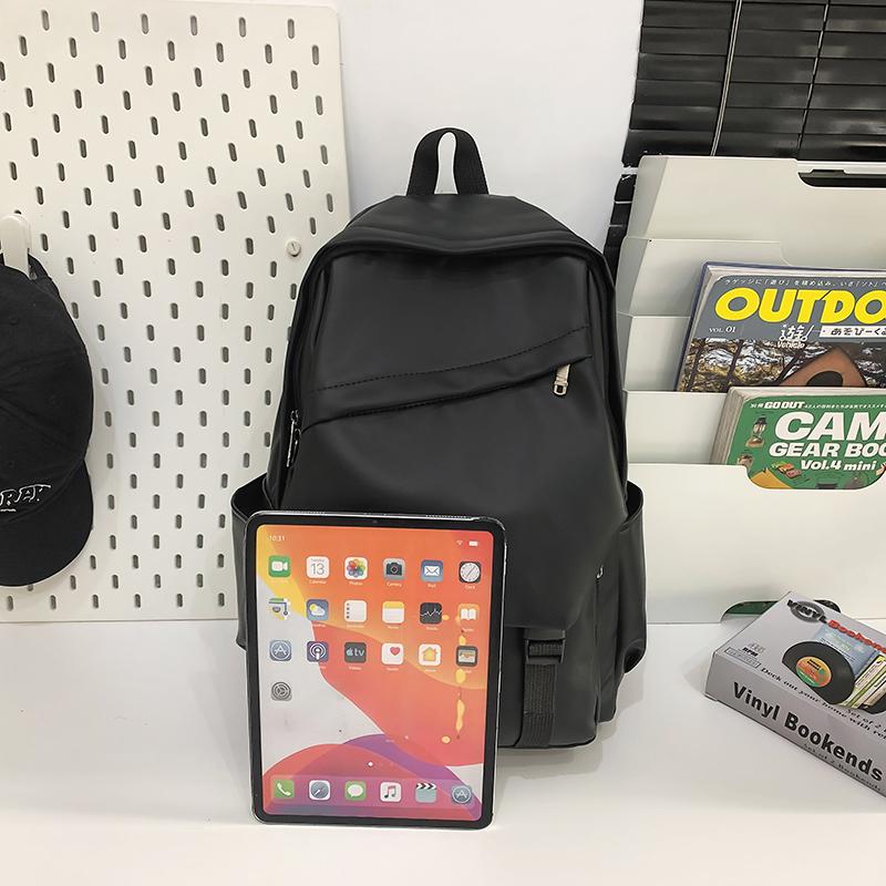 Men's Large Capacity PU Backpack Student Schoolbag Sports Computer Bag