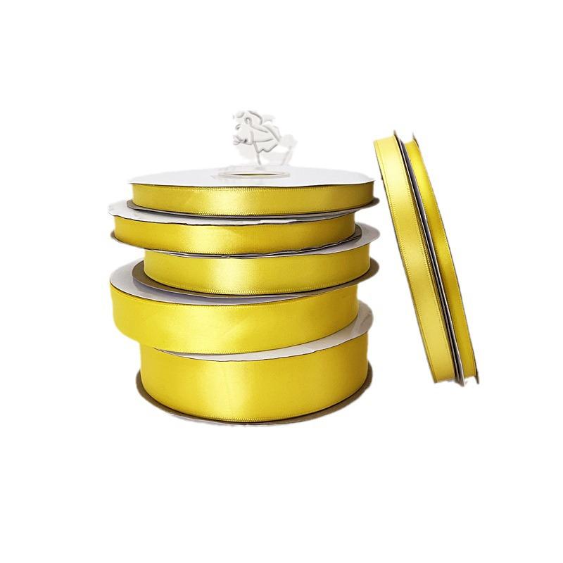 Yellow Satin Ribbon Set: Includes 2cm, 4cm, 1cm, and 6mm Rolls for Gift Wrapping and Bow Decorations