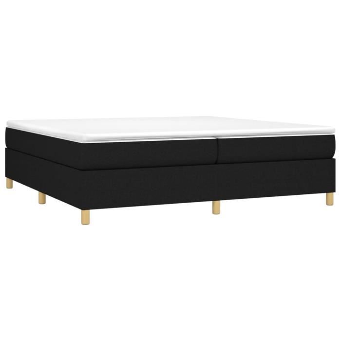3144548 vidaXL Lit à sommier tapissier avec matelas Noir 200x200 cm Tissu