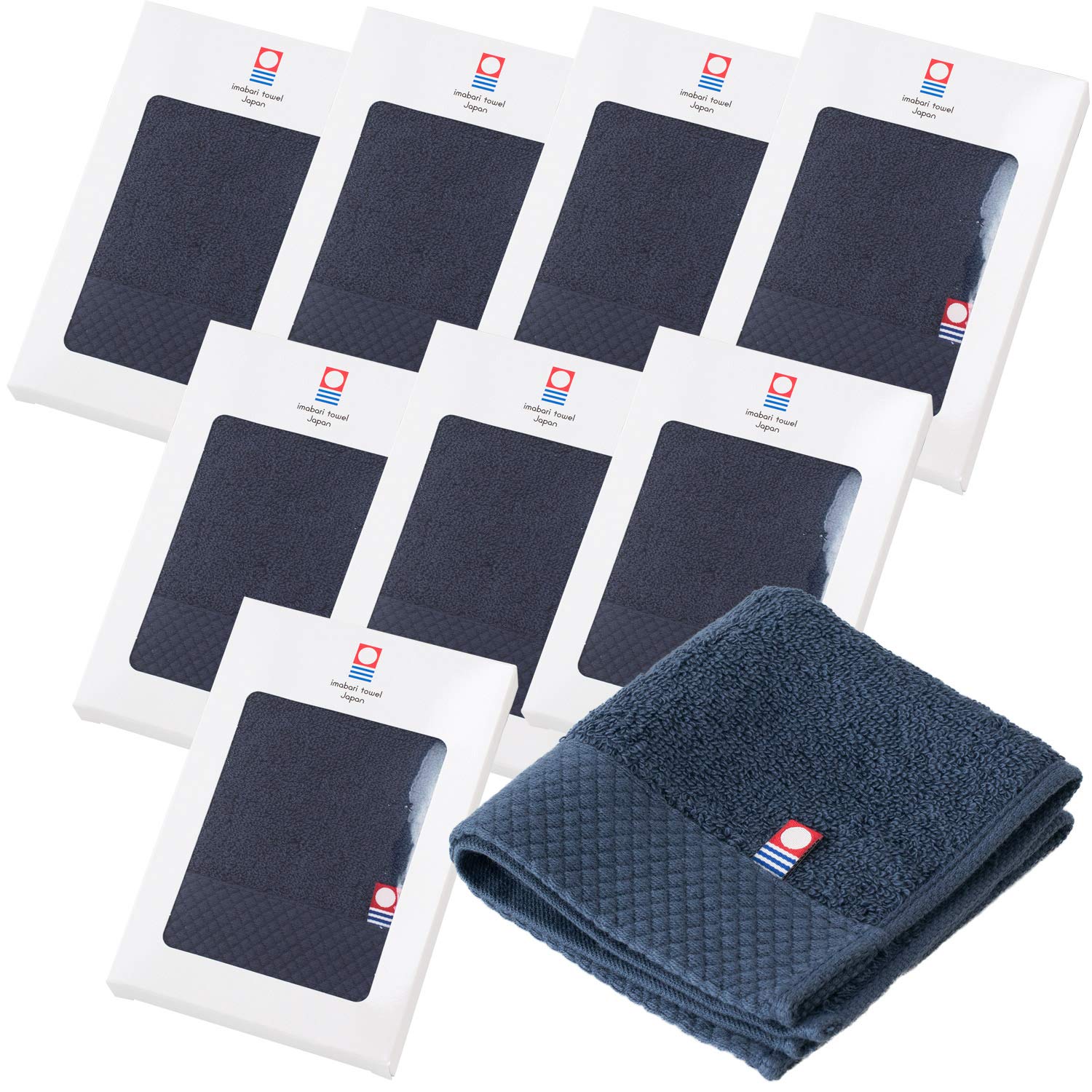 

Bloom Imabari Towel Certified Small Gift Set of Gift 22 x 23 Individually Made in Cotton Handkerchiefs, 8, Ciel, Boxed, cm, Wrapped, Japan, 100%