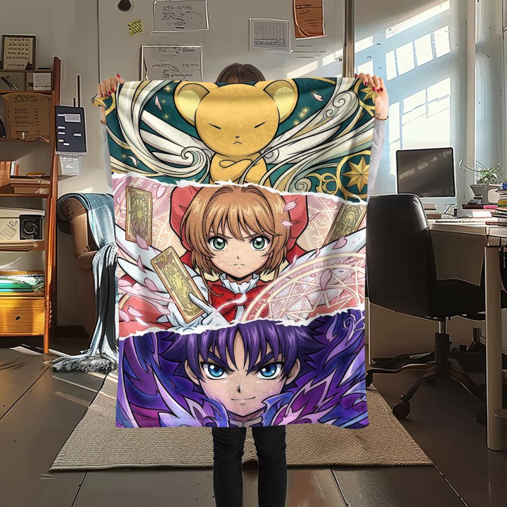Cardcaptor Sakura splicingPrint Flannel Blanket, High Quality Comfortable for All Seasons, Home Decor, Warmth and Comfort