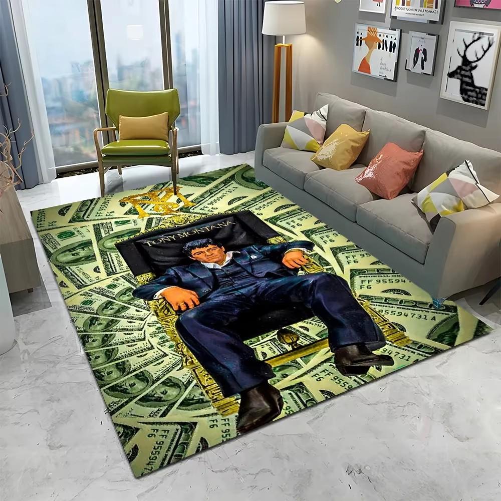 Tappeto Scarface 3D Classico Film Tony Tappeto per Casa Soggiorno Camera da Letto Divano Zerbino Decorazioni, Tappeto Area Giochi Bambini Tappetino Antiscivolo