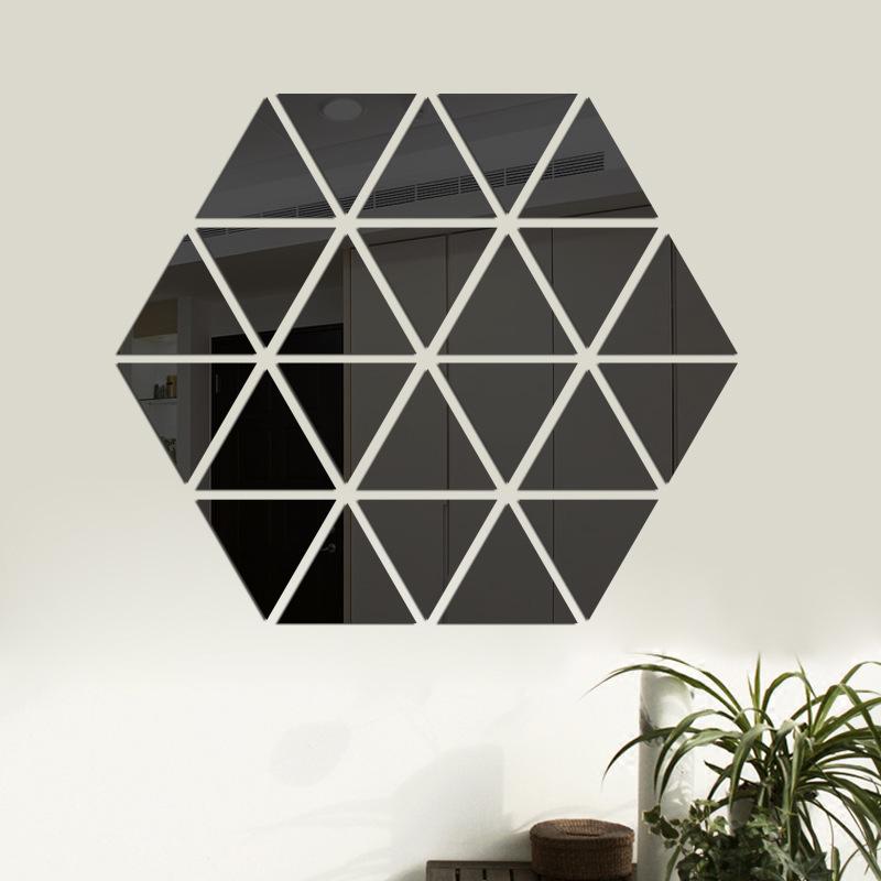 3D Equilateral Triangle Wall Sticker with Mirror Surface, 15cm Sides, Multiple Combinations.