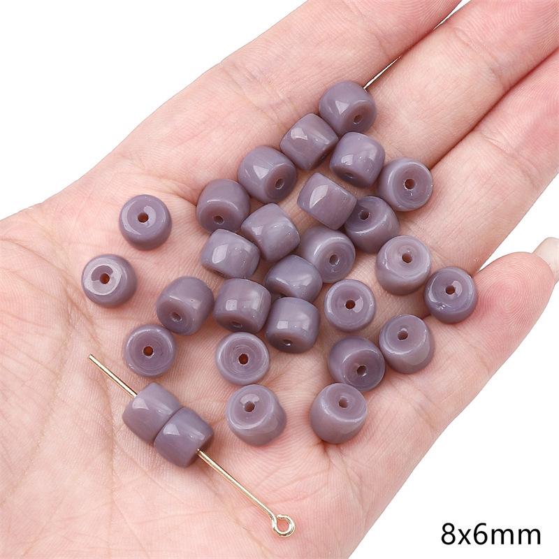 Handgefertigt Bambusgelenk Glas Lila Runde Perlen DIY Armband Halskette Schmuck