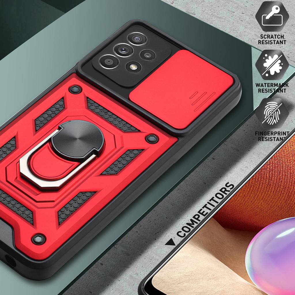 Phone Case For OPPO Reno 4 5 5Z Lite Realme 8 Pro A15 A15S A94 A53 A32 A72 A73 A74 A93 A54 4G 5G Ring Bracket Push Window Cover