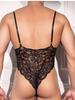 Sexy Men'S Lace Onesies Buckle Open Crotch Spaghetti Strap Bodysuit Tops Sissy Leotard Man Backless Tights See Through Allure