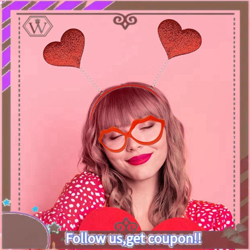 5 Pcs Cupid Costume Women Kit With Earrings , Gloves,Heart Headband, Sunglasses, And Necklace For Valentine Cosplay Party NONE