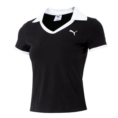 Comfortable Breathable Casual Sports Polo Shirt Women Tops Black 633121-01