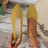 New Spring and Summer Solid Color Pointed Flat Bottom Comfort Ladies Shoes Soft Bottom Large Casual Breathable Women's Knitted Shoes