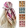 Women's Scarf: Rose-print Silk Scarf, Women's Shawl, Versatile Satin 90cm Handkerchief