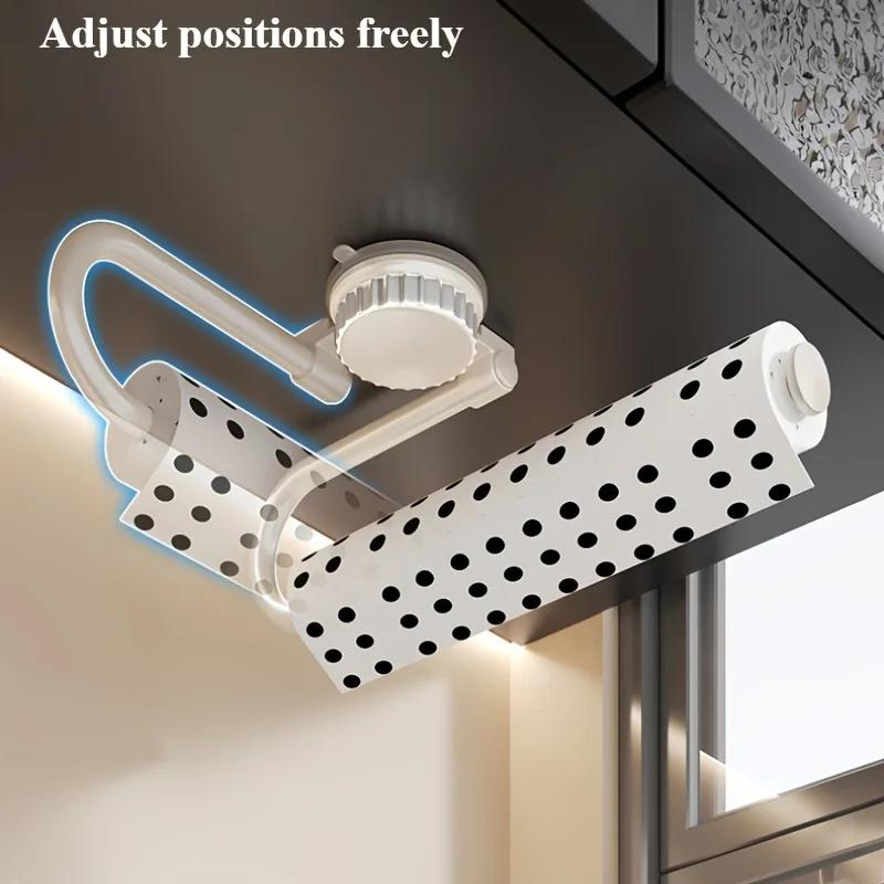 1 szt. Wielofunkcyjny obrotowy uchwyt na ręczniki papierowe z przyssawką - Aluminiowy dozownik na rolkę do montażu na ścianie bez wiercenia, Nadaje się do ręczników