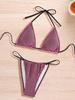 New Split Swimsuit Halter Strap Sexy Bikini Women European And American Beach Wear Striped Color Scheme