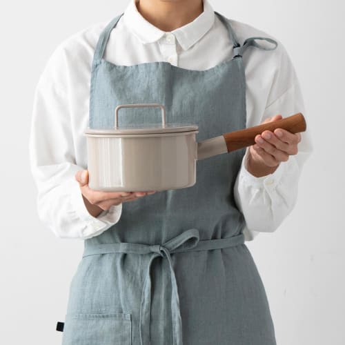 365methods 16cm Enamel Saucepan with Lid, Compatible with IH and Gas, Cafe au Lait, YY-16S.BE