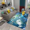Unterwasserwelt Ozean-Thema Teppich Niedliches Delfin Krake Meeresschildkröte Muster Rutschfeste Bodenmatte für Wohnzimmer Schlafzimmer Badezimmer