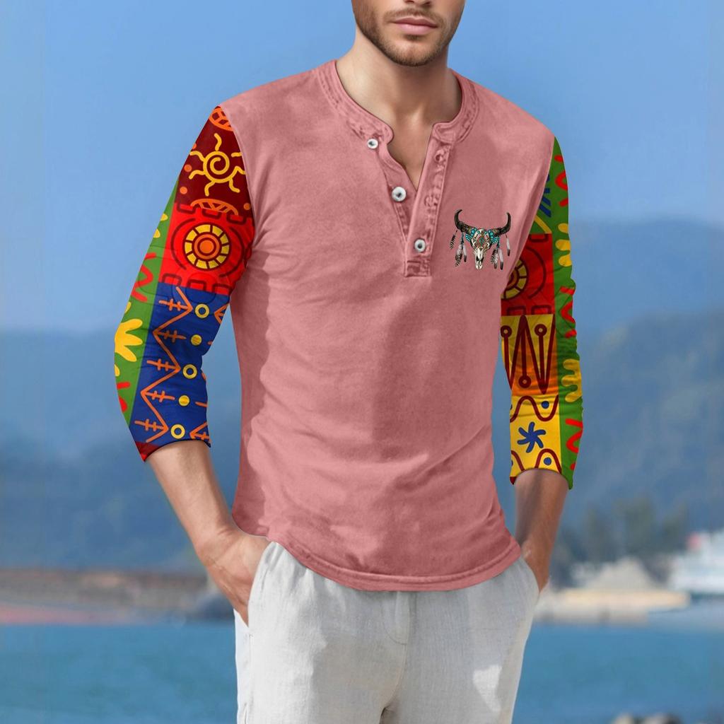 Herre T-skjorte Street Casual Mote Langermet Topp