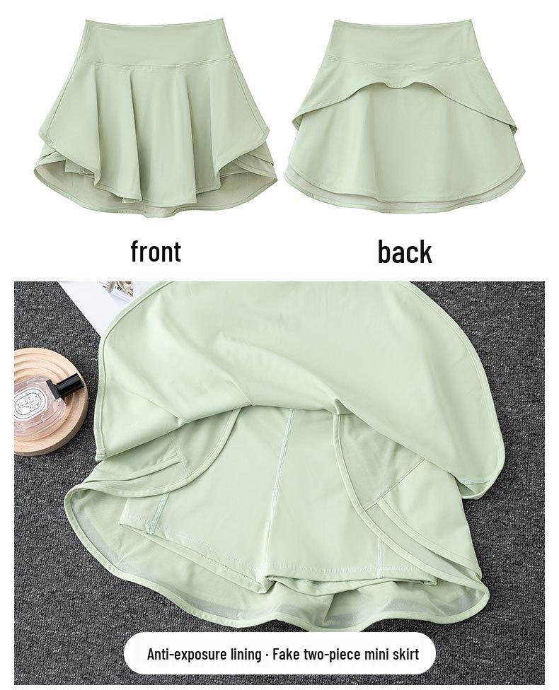 Damen Sommer 2024 Schnelltrocknendes Badminton- & Tennis-Set: Spitzenrock & Sportbekleidung für Yoga, Laufen, Fitness.