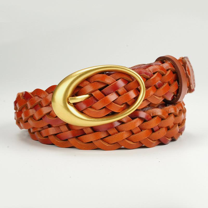 Wedding decoration Damesriem Hoogwaardig Rundleer Gesp Mode Casual Gebreid Puur Rundleer Riem Middenleeftijd en Jong Broeken 105cm