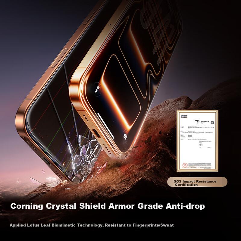 Corning Screen Protector for iPhone 17 Pro Max, Tempered Glass Film for Phone 17 Pro Max, Anti-Spy Full Coverage Anti-Shock Easy Installation Film