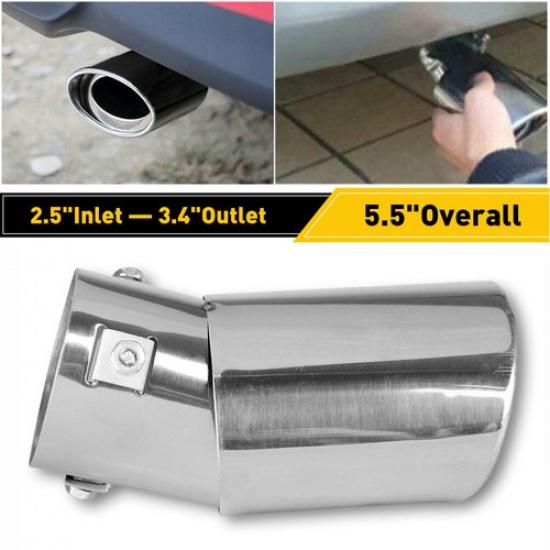 Car Exhaust Pipe Tip Rear Tail Throat Muffler Steel Stainless Round Accessories