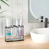 1pc Multifunctional Toothbrush Holder - Iron and Transparent Plastic  Box with 2 Slots for  Toothbrushes - Bathroom Organizer an