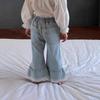 Spring 2025 Korean Style Girls' Lace Denim Flare Pants – Fashionable, Slim, Versatile Long Children's Pants