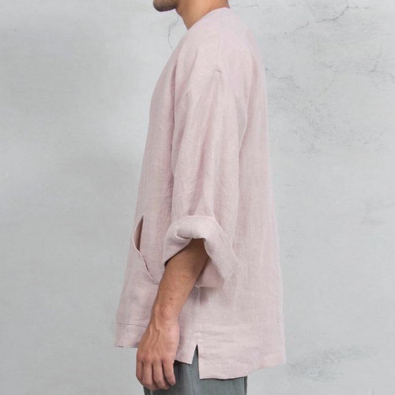 Premium Men's Long Sleeve Linen Shirt With Loose Fit For Casual Summer Comfort