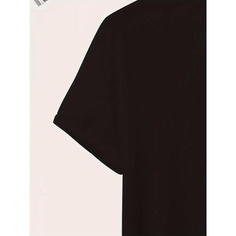 European Size Black and White Bull Terrier Silhouette Print Men's Top, Casual Short Sleeve Crew Neck T-Shirt for Summer and Spring, Men's Outdoor Wear