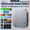 Kowankit 2026 Android 12 Wireless Carplay Ai Box Android Auto 3 in 1 TV Box 4+32G Wifi6 BT Plug & Play Fits Cars From 2016+