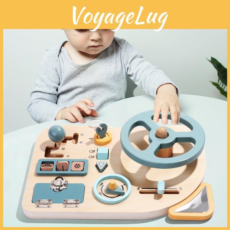 Wooden Busy Educational Board Steering Wheel Toy Preschool Learning Children