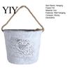Balcony Hanging Planter Vintage Iron Wall Planter, Rustic Bird Metal Flower Pot with Rope, Vase Small Bucket for Garden Patio Decor, Gift Gardening
