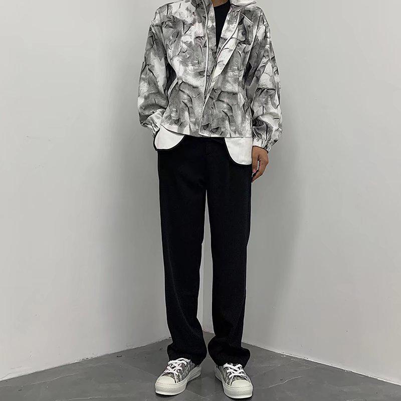 Men's Classic Pleated Solid Color Trousers - Versatile, Loose-Fit for Spring and Autumn In Korean Business Style