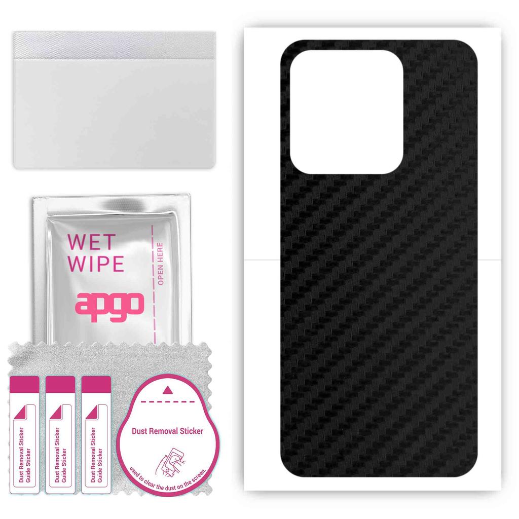 apgo Protective Skin Sticker for the back compatible with Tecno Spark Go 2022, Wrap Film, Foil, Vinyl - Pattern Carbon Black