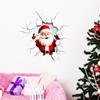 PVC Santa Wall Art for Balcony 3D Claus Sticker, Realistic Breaking Decal Christmas Holiday Decoration, Glass Clings Waterproof Indoor Outdoor Windows