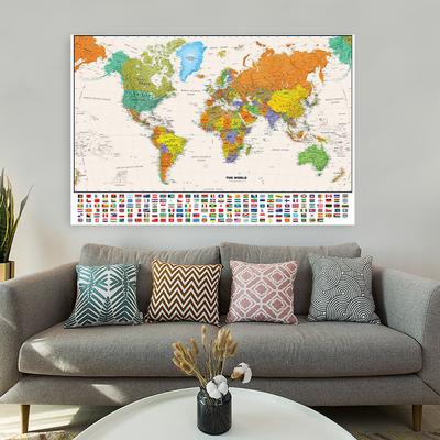 Retro World Physical Map for Education and Culture Non-woven Spray Painting Home Decoration School Supplies