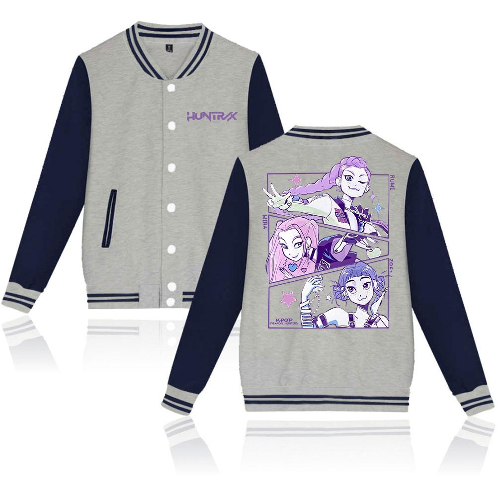 Fashion KPop Demon Hunters Graphic Jacket Women Men Oversized Baseball Coat Jacket Streetwear Spring Autumn Outwear