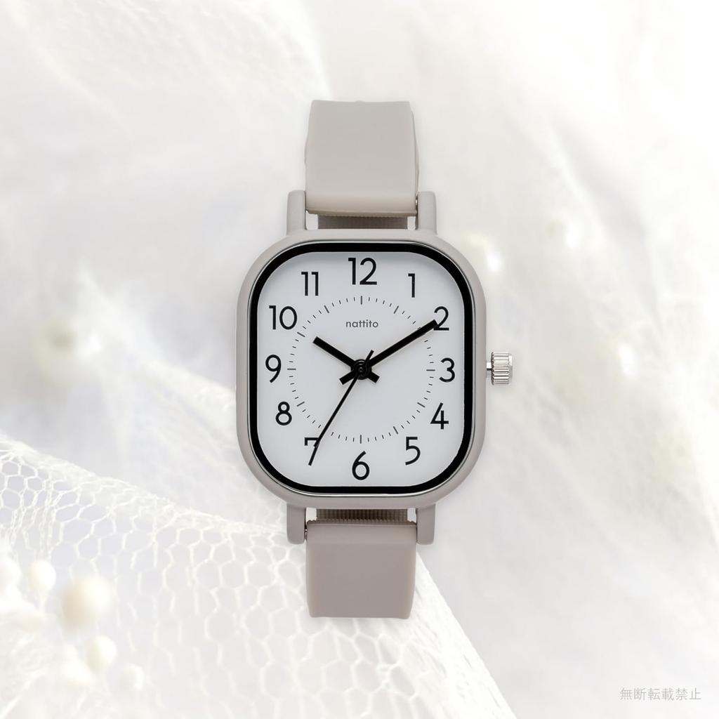 Fieldwork Analog Watch with Silicone Burg Women's Strap, Rectangular, Gray, YM121-2