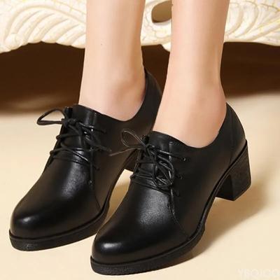 Frühling Herbst Damen Freizeitschuhe Dicke Absätze Sexy Runde Zehenpartie Schuhe Riemchen Damen Lederschuhe Elegant Komfort Pumps Zapatos