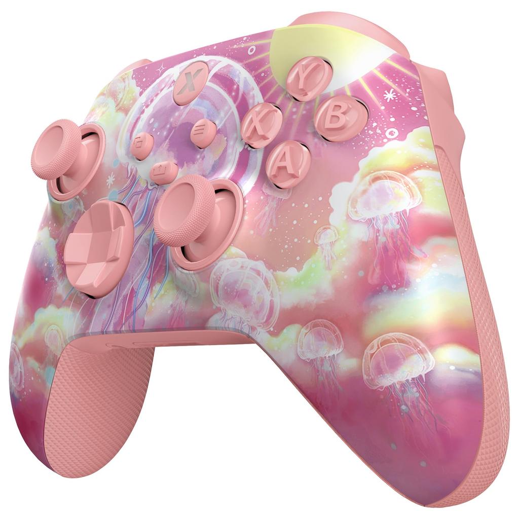 The eXtremeRate ASR Circle Ring Full Shell Button Kit is compatible with Xbox Core controllers and features a 3D diamond pattern soft rubber grip and